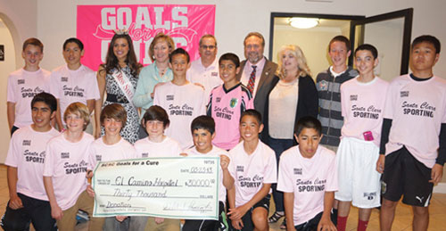 Santa Clara Sporting Soccer Club Donates $30,000 to El Camino Hospital from their Annual Goals for A Cure Campaign to Fight Breast Cancer