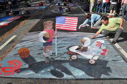 Santa Clara Artists Create 3D Chalk Art Paintings