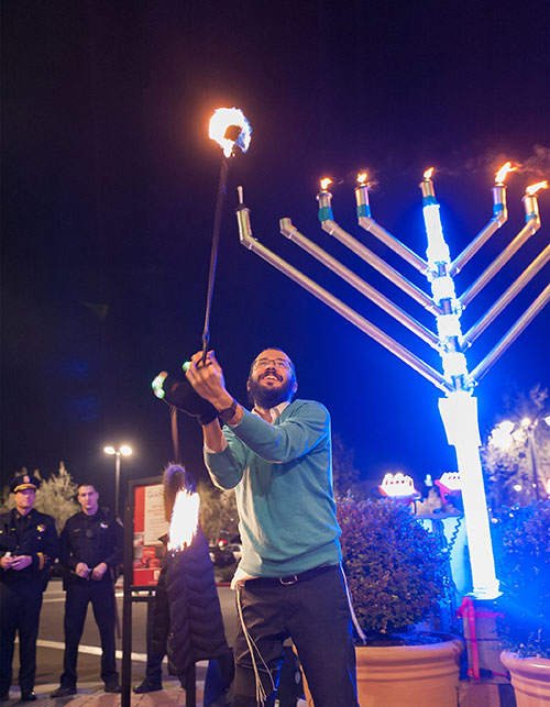 Lighting Santa Clara's First Menorah