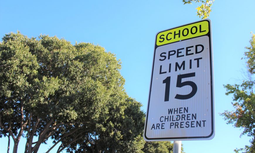 There is now a 15 Miles per hour speed limit around Sunnyvale's public schools which children are present.