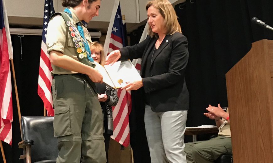 Santa Claran Nicky Caldwell recently got the honor of the Eagle Scout Award. He remodeled a lumber storage and set shop for the RJJT.