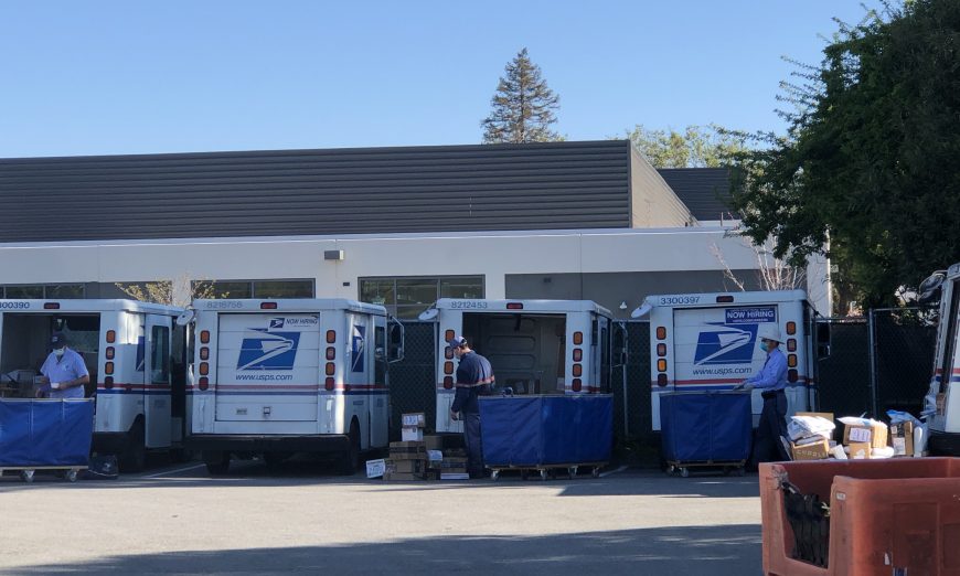 Sunnyvale Postal Workers continue to deliver mail to keep the community connected. They're an essential workforce and try to stay safe.
