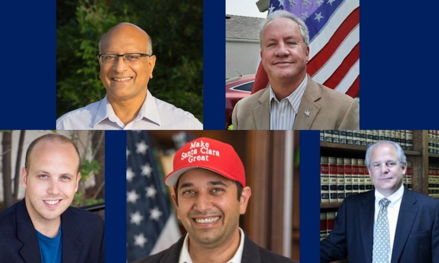 Santa Clara City Council Candidates for District 5 and District 6 attended a forum. Suds Jain, Bob O’Keefe, Anthony J. Becker, Robert L. Mezzetti, Gautam "Gary" Barve.