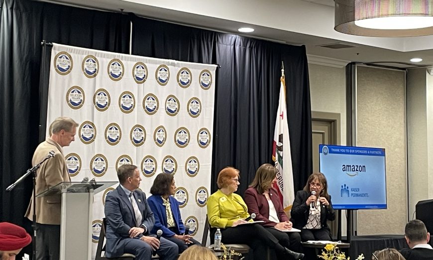 Five of the South Bay's mayors gathered at the Silicon Valley Chamber of Commerce's annual mayor's breakfast in Milpitas to talk about their cities.